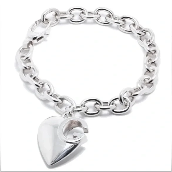 🔥🔥🔥AUTHENTIC Gucci Sterling Silver GG Design Heart Charm Bracelet🔥🔥🔥 - Picture 14 of 15